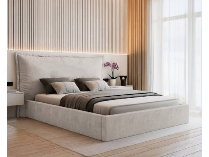 VALLH Bett Sofia modernes Polsterbett Schlafzimmer mit großem Bettkasten – weiches Kopfteil Kissen (Piano 13 Grau, 180x200 (Ohne Matratze))