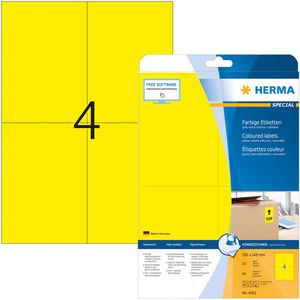 Herma Universaletiketten 4561, Special, gelb, 105 x 148mm, ablösbar, 20 Blatt, 80 Stück