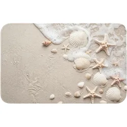 BADEMATTE Muscheln - Seesterne - Strand Badvorleger 80x50 cm