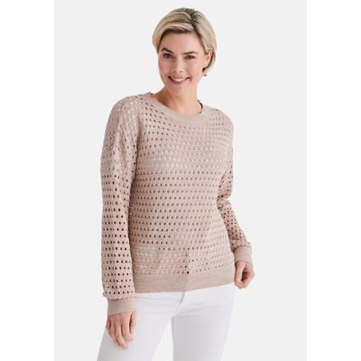 Strickpullover STOOKER WOMEN "LULU Knitted Shirt Strickpullover", Damen, Gr. 40/42, beige (sand meliert), Strick, 50% Polyacryl, 50% Baumwolle, regular fit, Rundhals, Pullover Strickpullover, Strick-Pullover Rundhals für Damen