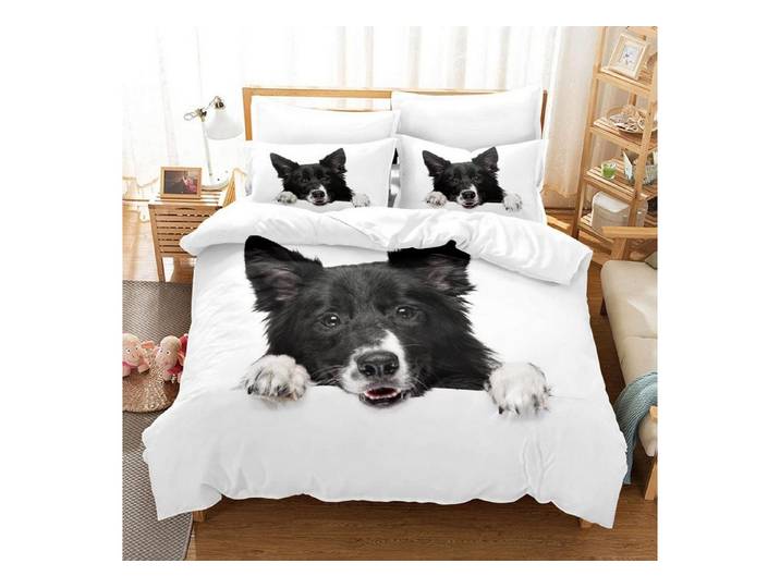 LuxusKollektion Kinderbettwäsche Bettwäsche 155x220 Border Collie 3D Hund Kindermotiv