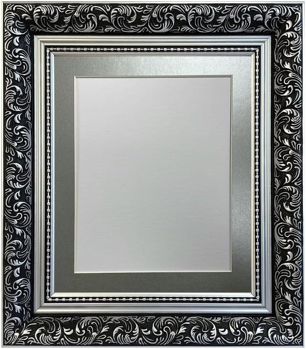 Zilveren fotolijst met passe-partout, 20 x 20 cm