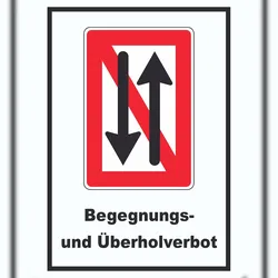 HB-Druck Begegnen und überholen verboten Symbol und Text A2 (420x594mm)
