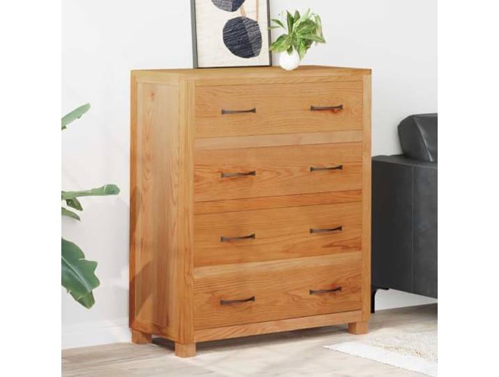 FMPGJLYH Kommode mit 4 Schubladen, Schrank aus Holzwerkstoff Eiche, Stauraum für Wohnzimmer Flur Schlafzimmer, 80 x 35 x 95 cm, Braun