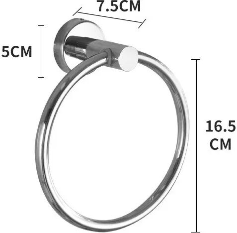 INF Badezimmer Nagel-Frei Oval Handtuchhalter Rund - Edelstahl Handtuchring Silber