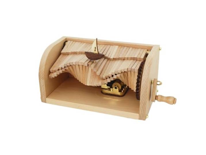 VNCdfhETs Dekorative Spieluhr Kreative Handgekurbelte Spieluhr Aus Holz, Phonograph, Mechanisches Uhrwerk Musikalisches Erinnerungsstück(Natural)