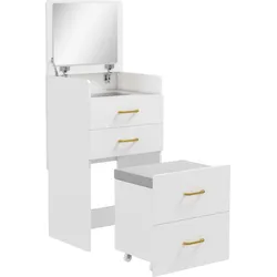 3 in 1 Schminktisch mit Hocker, Kosmetiktisch mit Spiegel, 3 Schubladen