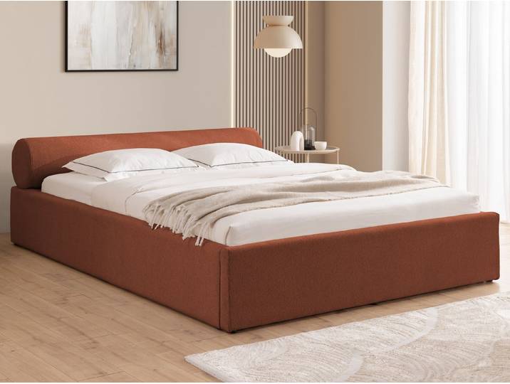 S-Style Möbel Polsterbett Josy aus Chenille-Stoff mit Lattenrost und großem Bettkasten (1 x Polsterbett mit Lattenrost), Chenille-Stoff