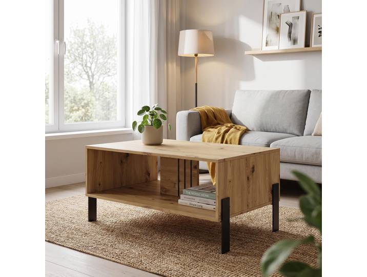 Masseno Couchtisch VALOZA 100 cm Kaffetisch für Wohnzimmer Sofatisch Wohnzimmertisch Eiche Artisan