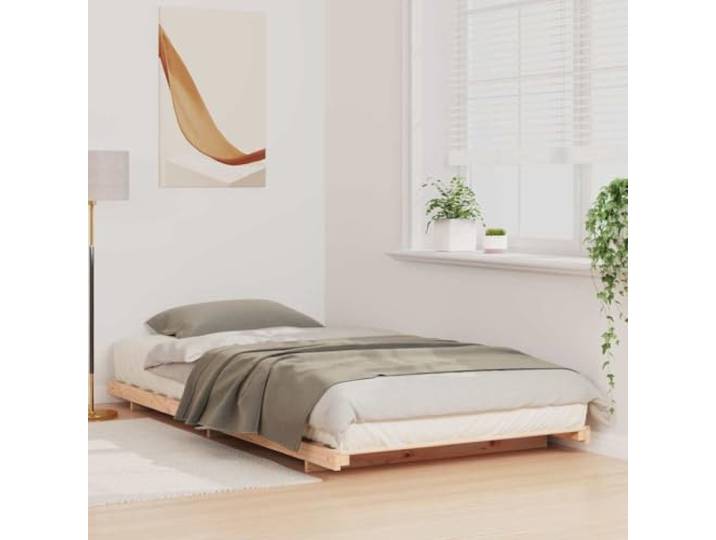 KTHLBRH Bettgestell, braun, 100 x 220 cm, Kiefer massiv Modernes Design, einfache Montage, kein Boxspring, einfache Reinigung, Verwendung im Innenbereich