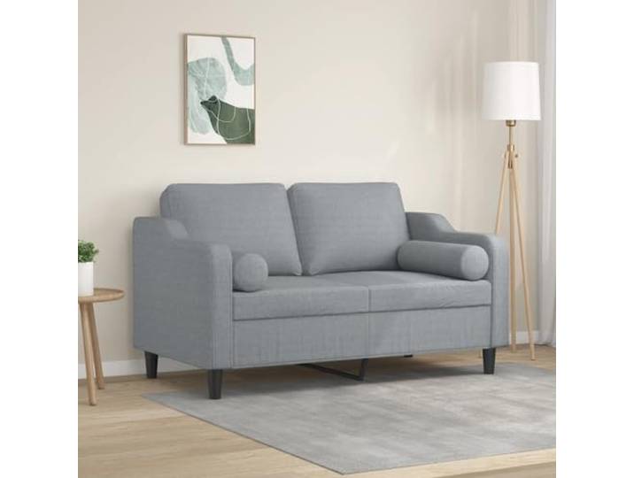 HEFZGDB Modernes 2-Sitzer-Sofa mit Zierkissen 120 cm Hellgrau Strapazierfähiger Stoff Robustes Metallgestell Abnehmbare Bezüge Bequeme Polsterung Wohnzimmer Sitzmöbel