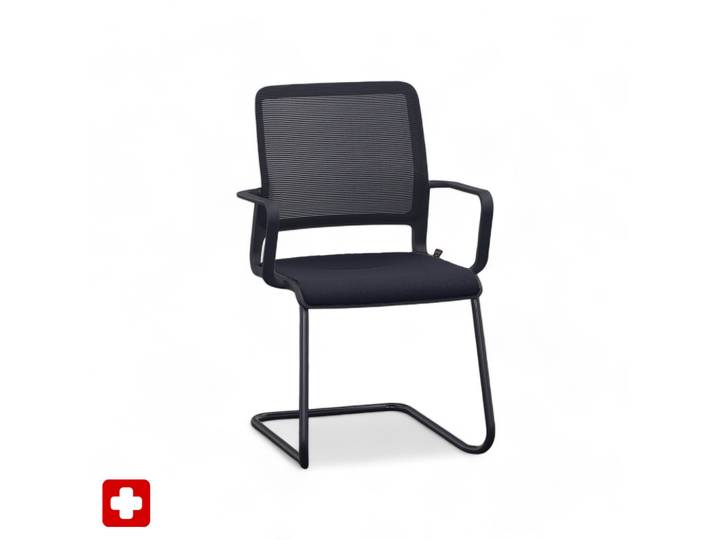 Sitag SitagXilium Mesh cantilever chair Black with fixed armrests, Free swinging, New - Perfect for visitors and guests
