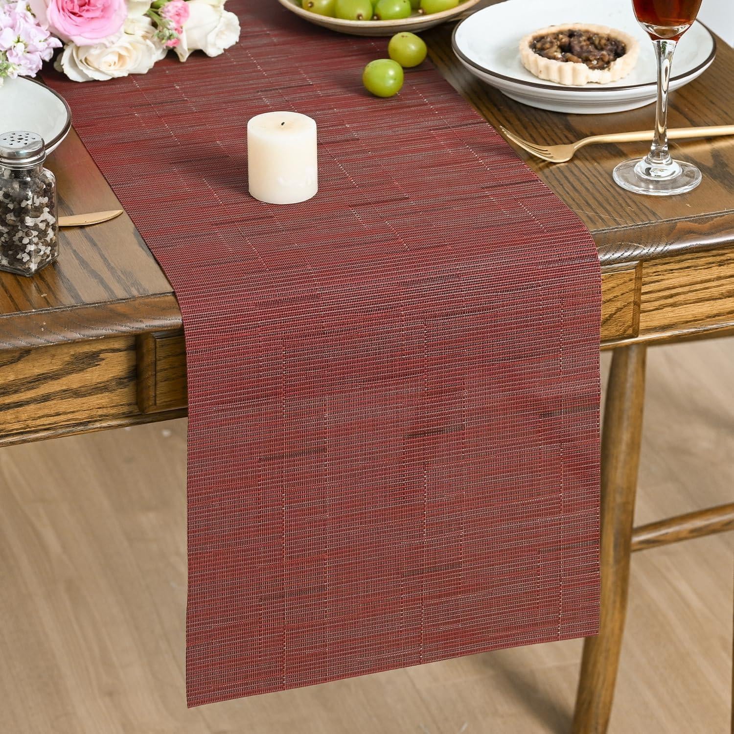 Dripio PVC tafelkleed bordeauxrood 30 x 183 cm