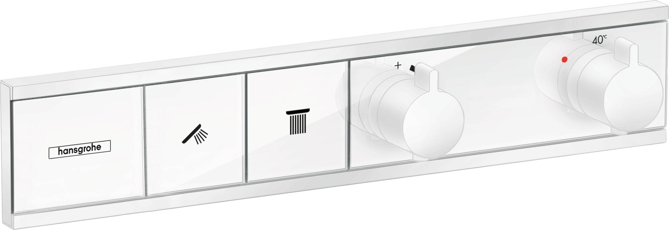 Thermostat RainSelect f UP-Thermostat 2 Verbraucher mattweiß mattweiß Unterputz Fertigset 2 Verbraucher