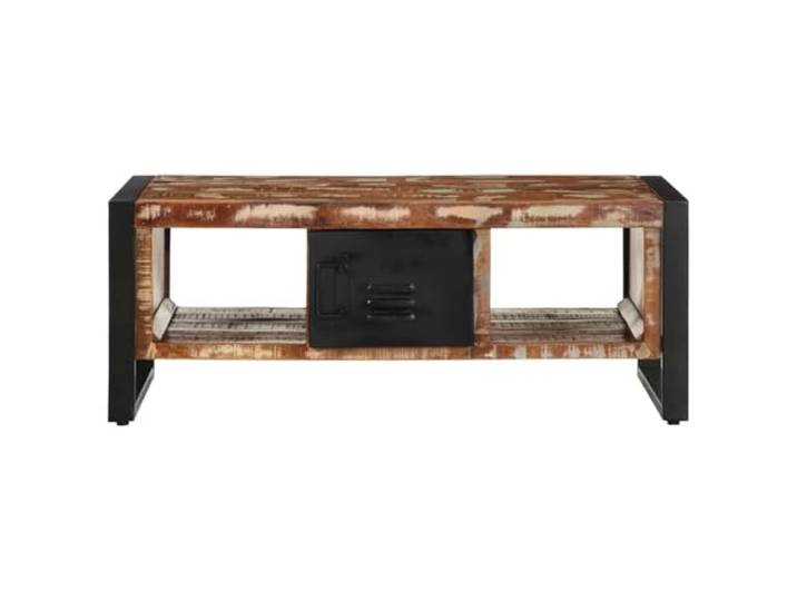 KTHLBRH Couchtisch Mehrfarbig 90 x 50 x 36 cm Massivholz Recupero Gestell aus Eisen, industrieller Stil, robuste Platte, einzigartiges Objekt mit Maserung