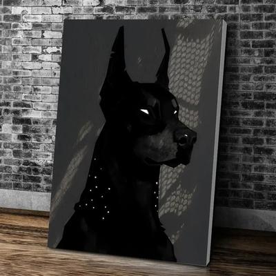 Uplifted Finds Noir Doberman & Muse Canvas Art   High Fidelity Cotton Portrait   Executive Studio & Modern Home Sanctuary Decor 11 15 X 20 Cm Frameless