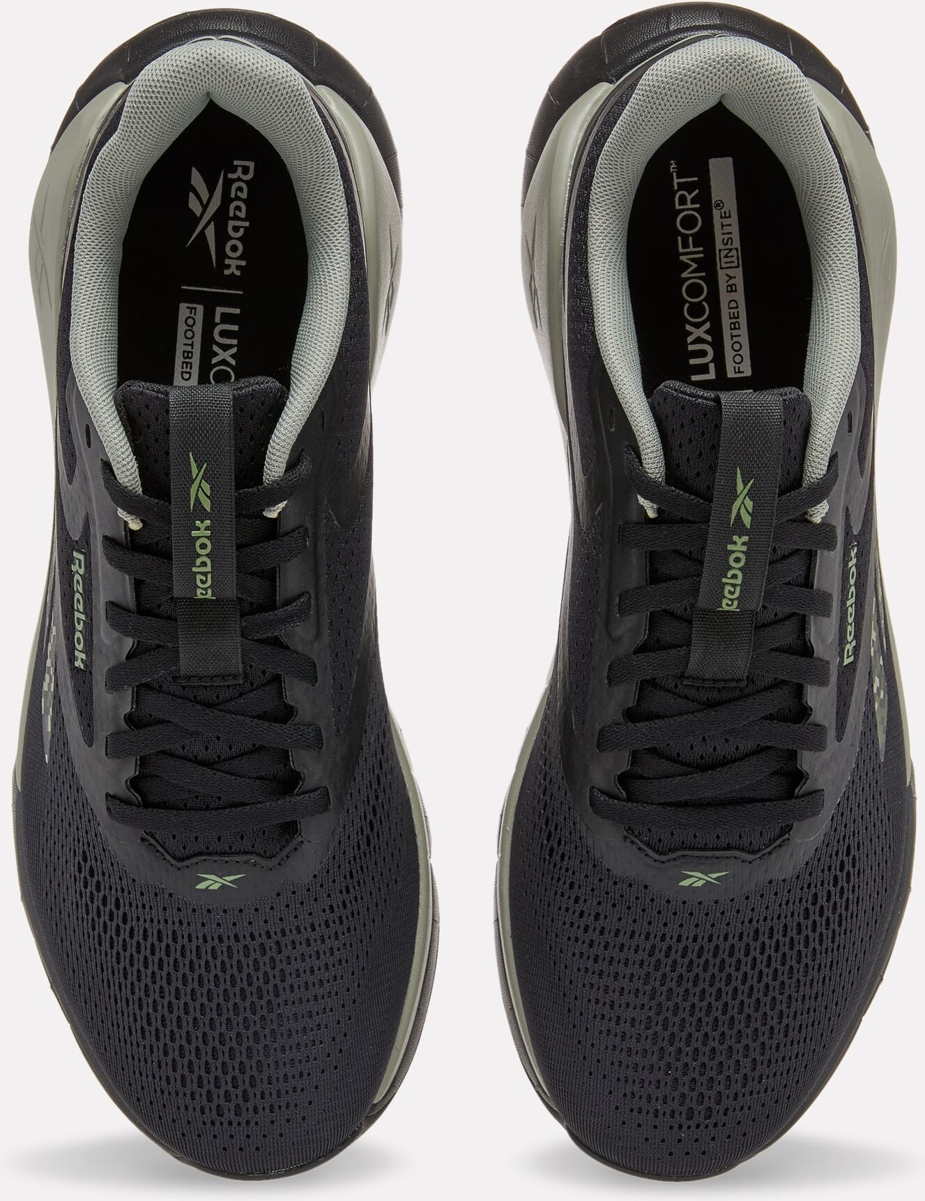 Trainingsschuh REEBOK "REEBOK FLEX TRAINER", Gr. 41, schwarz (schwarz, hazy grün), Synthetik, Textil, Schuhe Trainingsschuh, ideal für Gym und Fitnessstudio schwarz, hazy grün 41