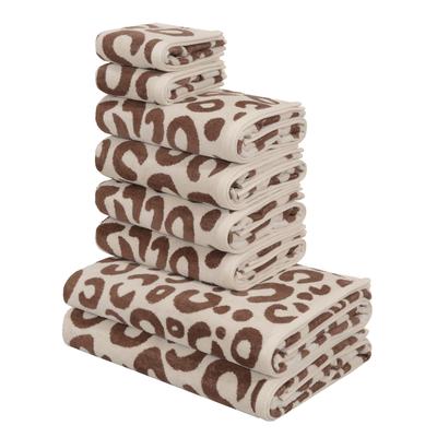 Handtuch Set OTTO HOME "Anna Leopardenmuster, 8-tlg Handtuch-Set, 100% Baumwolle", braun (braun, sand), 8, Frottiervelours, Frottiervelours, Obermaterial: 100% Baumwolle, Handtuch-Sets, Duschtücher, Handtücher und Gästetücher, weich, modern, Animal...