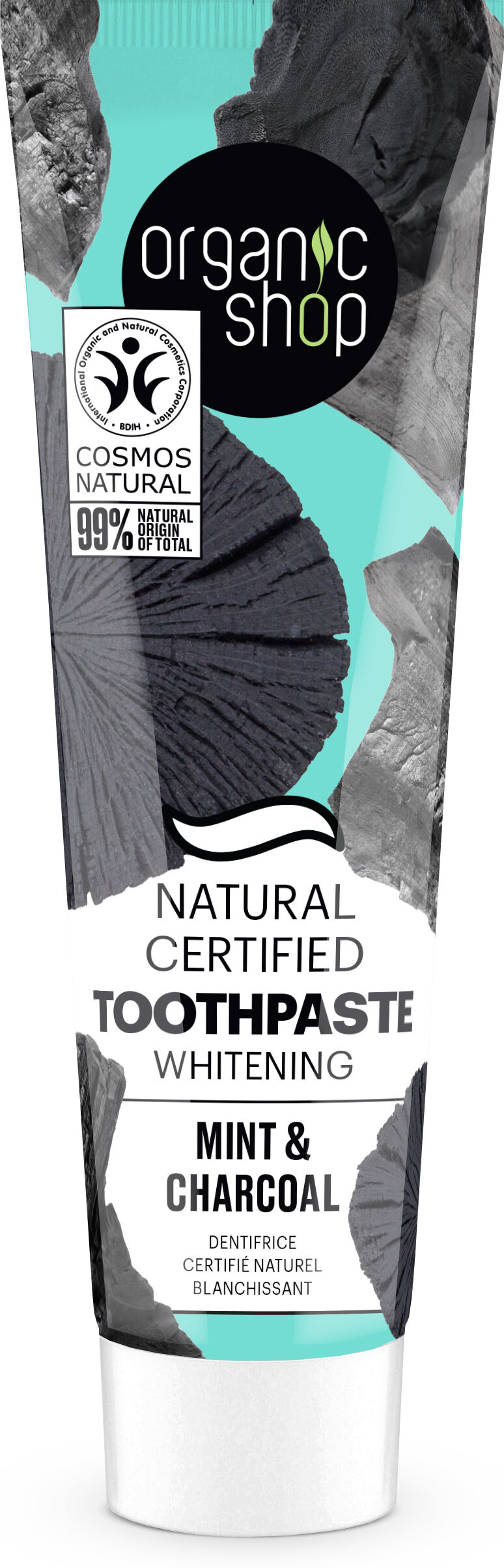 Organic Shop Aufhellende Zahnpasta mit Kohle und Minze 100 gr