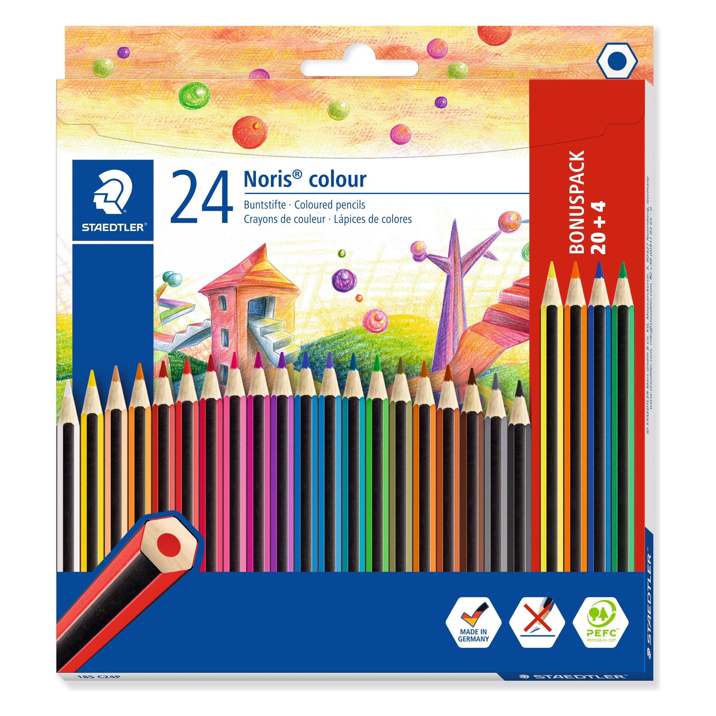 Staedtler Noris colour 185 Buntstift Kartonetui mit 24 Stück, sortiert (24x) (185 C24P)