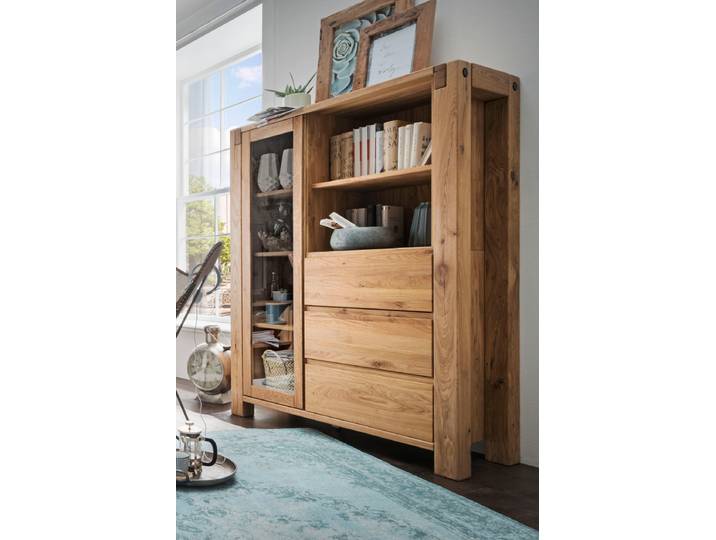Highboard Woodstock 2 aus massiver Balkeneiche – Montierte Lieferung – 3%-Vorkasse-Rabatt