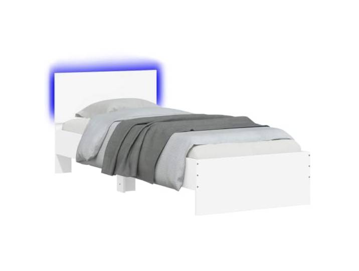 PUGYNBK Weißes LED-Bett aus technischem Holz Kopfteil mit mehrfarbigen Lichtern, USB, leicht zu reinigen, Verwendung im Innenbereich