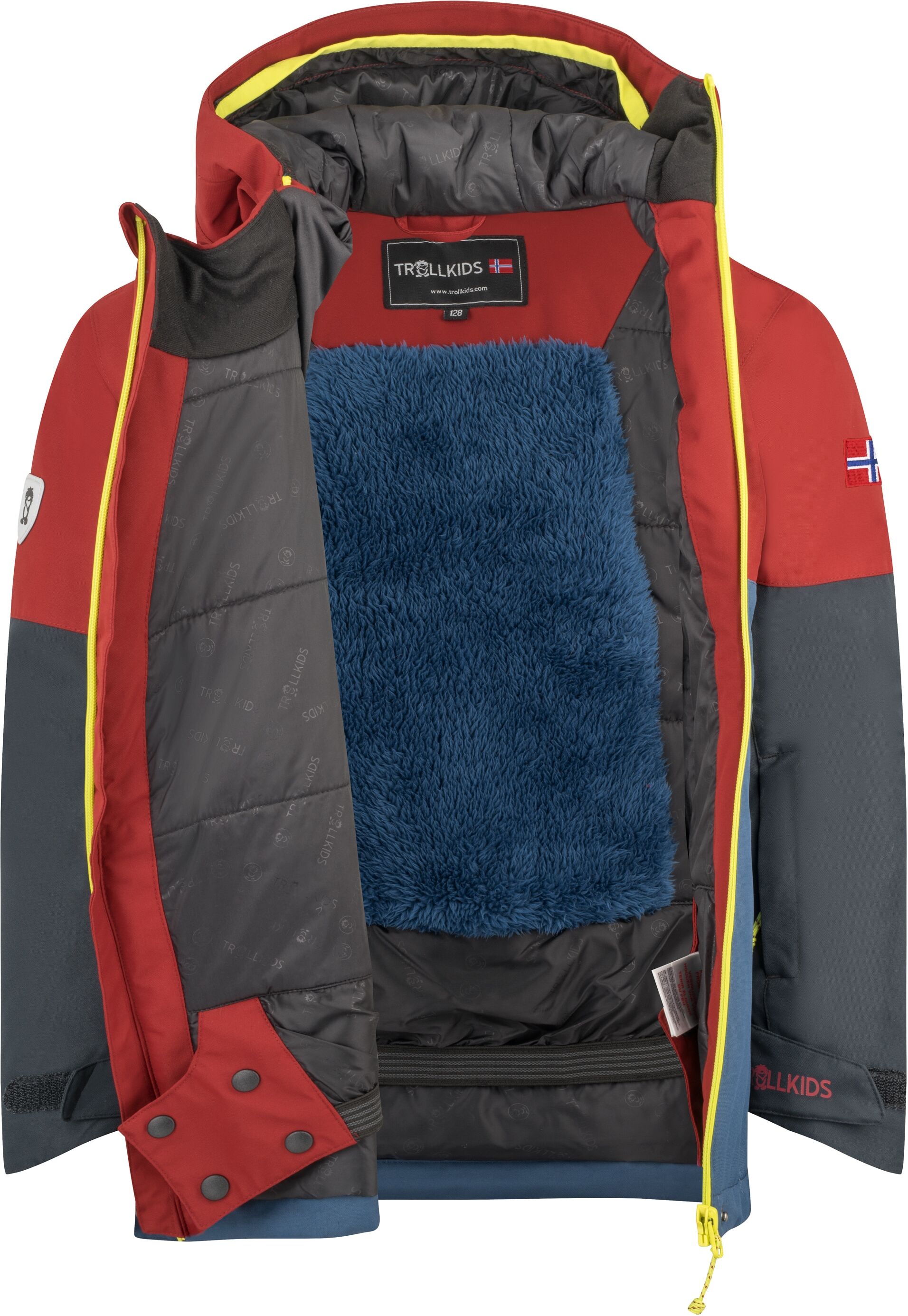 Winterjacke TROLLKIDS "KIDS EIKEDALEN JACKET", Mädchen, Gr. 152, grün (carmin rot, mystic blau, glow grün), Obermaterial: 100% Polyester. Futter: 100% Polyamid. Wattierung: 100% Polyester, Jacken Winterjacke, sportlich, aus Polyester, mit Polyamid-Futter,