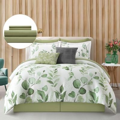 Nanshing Waffle Print Yahya10 Piece Comforter Set, Matching solid microfiber piece work,Bed in a Bag