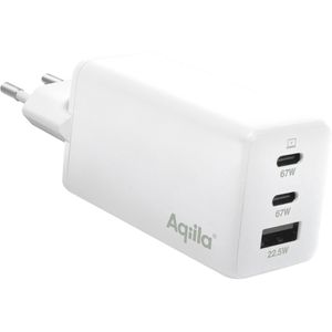 Aqiila USB-Ladegerät Chargebird W3, GaN, 65 Watt, 2x USB-C und 1x USB-A, 3 Ports, Schnellladegerät