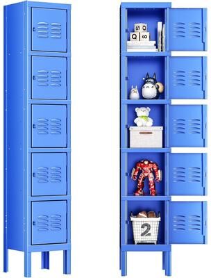 Suncrown 3 Door/5 Door Metal Lockers Storage Cabinet for School Office Gym Metal Storage