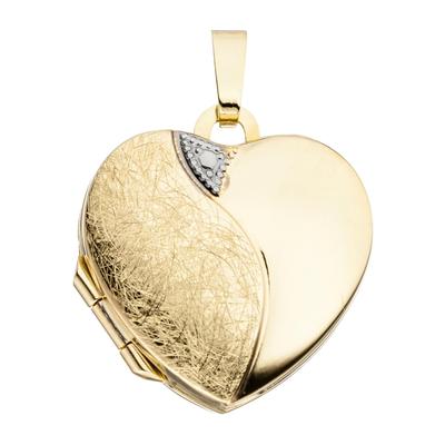 Medallionanhänger JOBO "Anhänger Medaillon Herz", gold (gelbgold 333), Schmuckanhänger, Damen, Gelbgold 333, 333 Gold