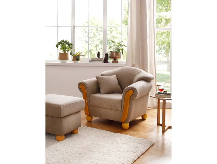 Sessel HOME AFFAIRE Milano, Loungesessel, bequem, Federkern, Breite 103cm , beige, B:103cm H:83cm T:81cm, Sessel, Sessel, hoher Sitzkomfort mit Federkernpolsterung, incl. Zierkissen