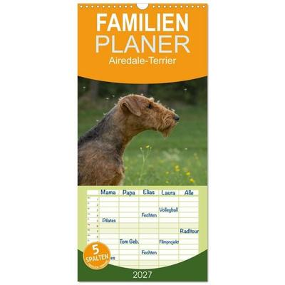 Familienplaner 2027 - Airedale-Terrier, was sonst! mit 5 Spalten (Wandkalender, 21 x 45 cm) CALVENDO