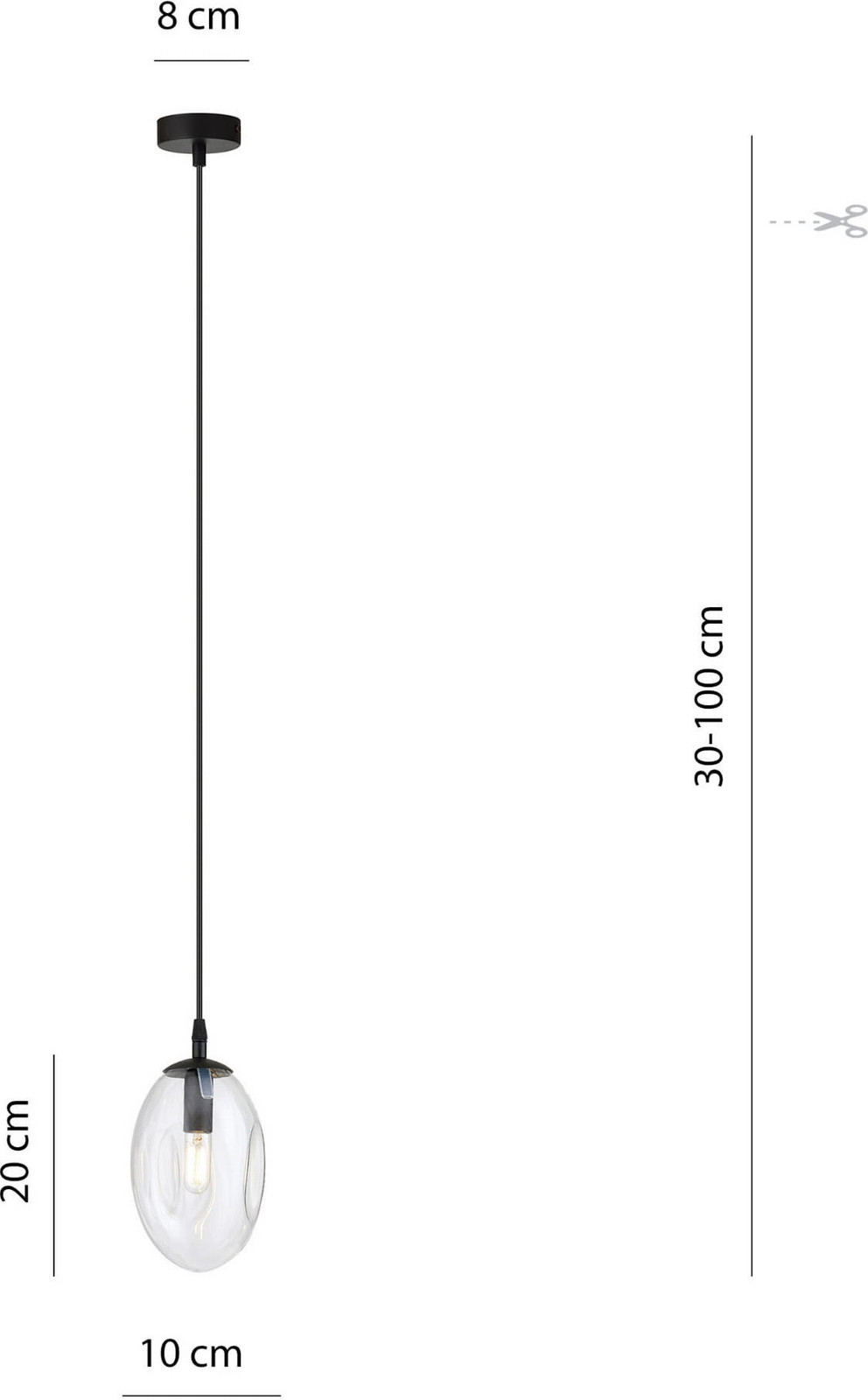 Emibig Lighting Hanglamp Astral E14 10W met transparante lampenkap, model 1265/1