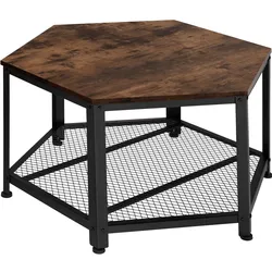 tectake Couchtisch Norwich 86,5x75x46,5cm  Industrial Holz Dunkel, Rustikal