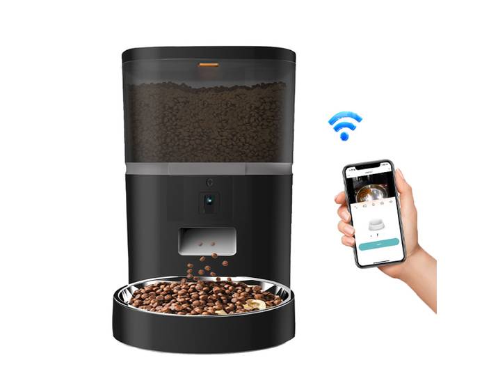 Mangeoire automatique intelligente pour animaux de compagnie avec enregistreur vocal, distributeur de nourriture sèche pour chat, bol automatique pour chien, caméra vidéo, 4L