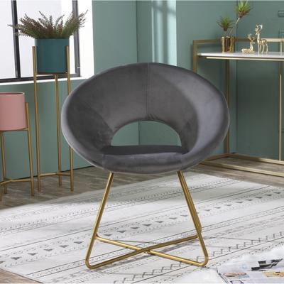 Upholstered Accent Chair with Gold Tone Finished Base