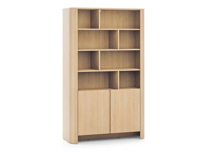 Sepro Meble Bücherregal Vincenza Eiche Bali Gerundete Formen, Beige, 103x160x39 cm, Wohnzimmer, Regale, Bücherregale