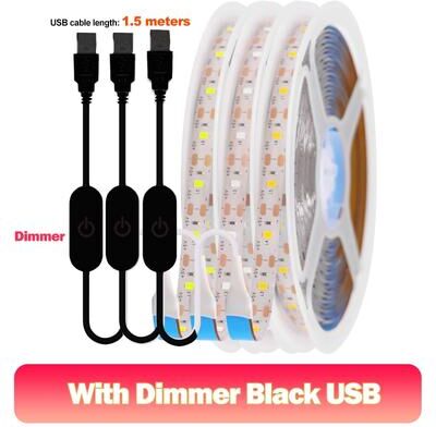 Uplift Picks Bright 5V USB LED Strip With Dimmer For Effortless Cabinet Lighting black Dimmer (usb) ip65 Waterproof 0.5 M