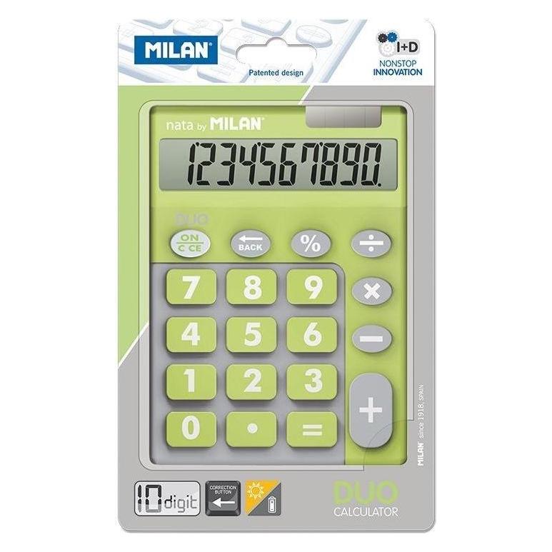 Milan und Taschenrechner Taschenrechner 10 Ziffern Touch Duo grün (Batteriebetrieb, Solarenergie) (WIKR-957374)