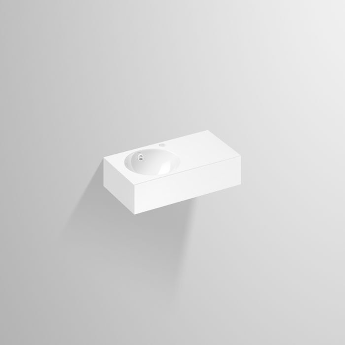 Alape IC600H Waschtisch 4239200000 60x32,5cm, weiß, mit Hahnloch/Überlauf, Becken links