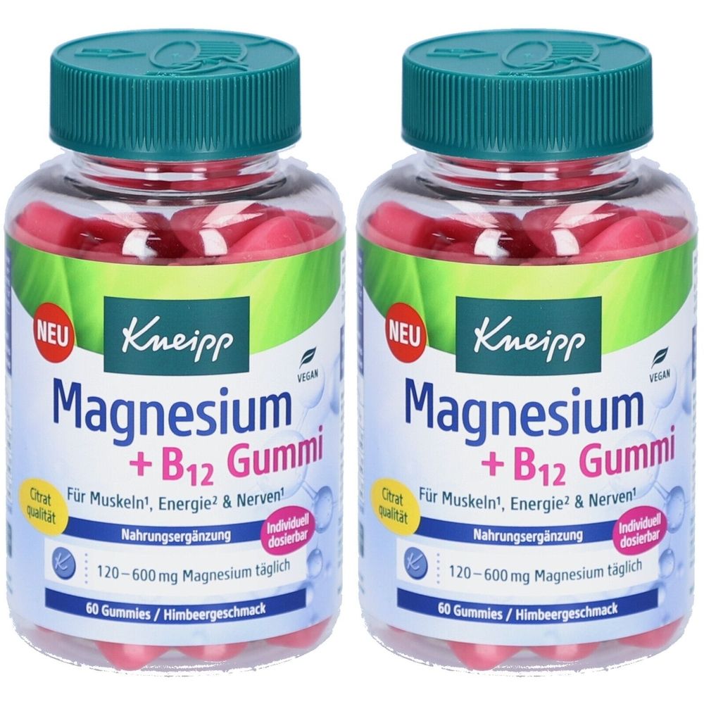 Kneipp Magnesium+B12 Gummi Himbeer 2x 2x60 St