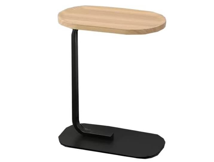 ROHCGHC Beistelltisch, Mit Holz-Desktop, ovaler Beistelltisch mit Metallrahmen(Wood B)