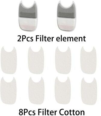 Uplift Essentials Multi Stage Water Fountain Replacement Filters For Stainless Steel Pet Dispensers 2 Filters + 8 Sponges
