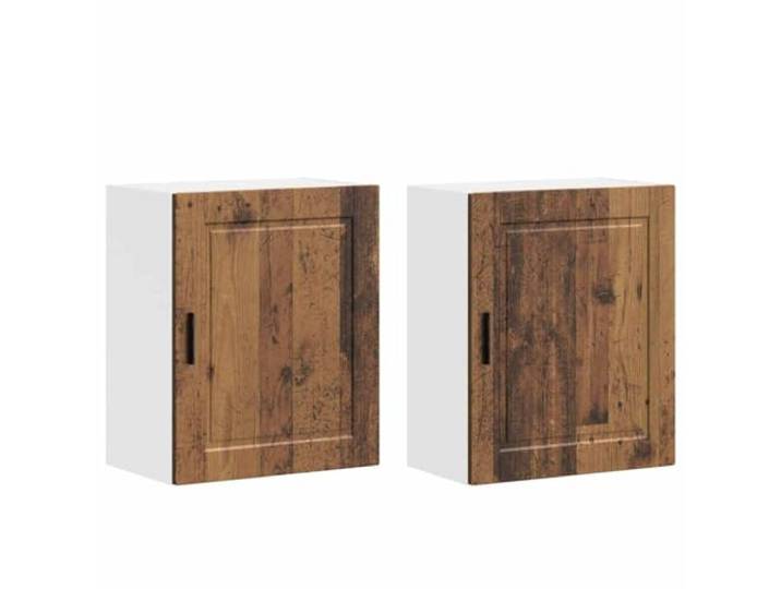 HKTMGDNG Küchen-Hängeschrank 2er Set Porto Holzwerkstoff Altholz-Optik Zwei Oberschränke schaffen wertvollen Stauraum an der Wand in Küche und Speisekammer für Geschirr und Utensilien.