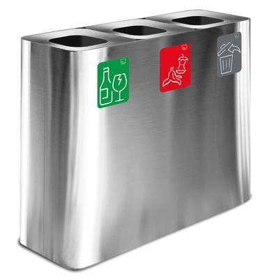Stil Casa PURE Abfallsammelsystem, rostfreier Stahl, 90x30xh. 80 cm, 180 Liter, satinierte Aluminiumoberfläche, satiniert.