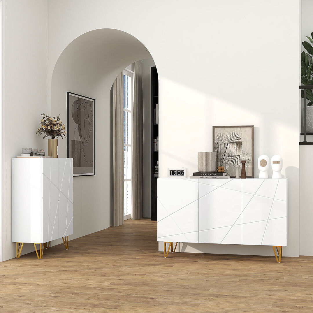 George Oliver Rech Storage Cabinet, High Gloss Sideboard, with Adjustable Shelf 75cm H X 120cm W X 40cm D
