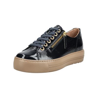 Plateausneaker PAUL GREEN "Paul Green Sneaker Leder", Damen, Gr. 42, Leder, schwarz (ocean lack), Schuhe Plateausneaker