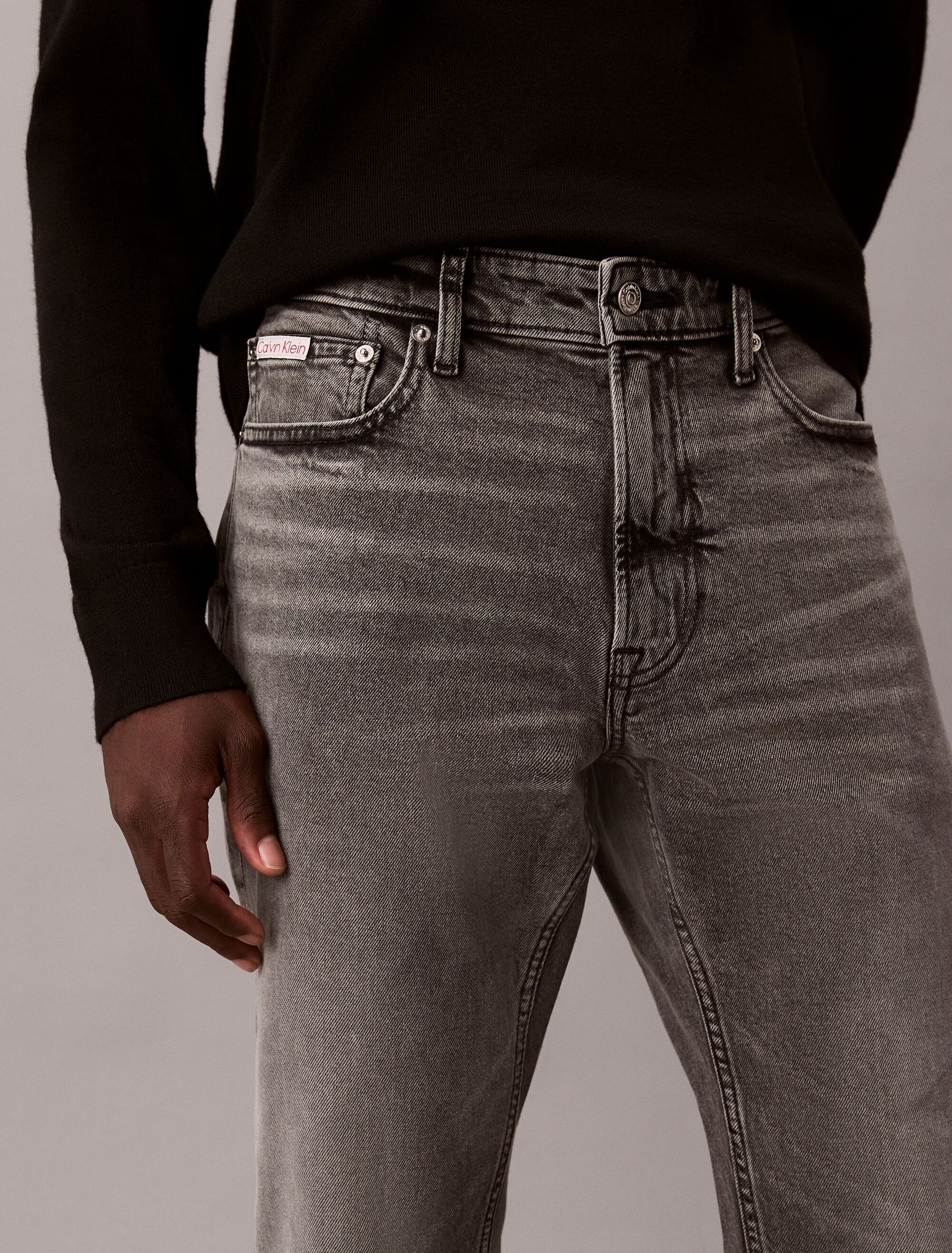 Slim-fit-Jeans CALVIN KLEIN "SLIM JEANS", Herren, Gr. 34, Länge 30, grau (pewter rock), Denim/Jeans, Obermaterial: 98% Baumwolle, 2% Elasthan, slim fit lang, Jeans Slim-fit-Jeans, Slim fit pewter rock 34, Länge 30