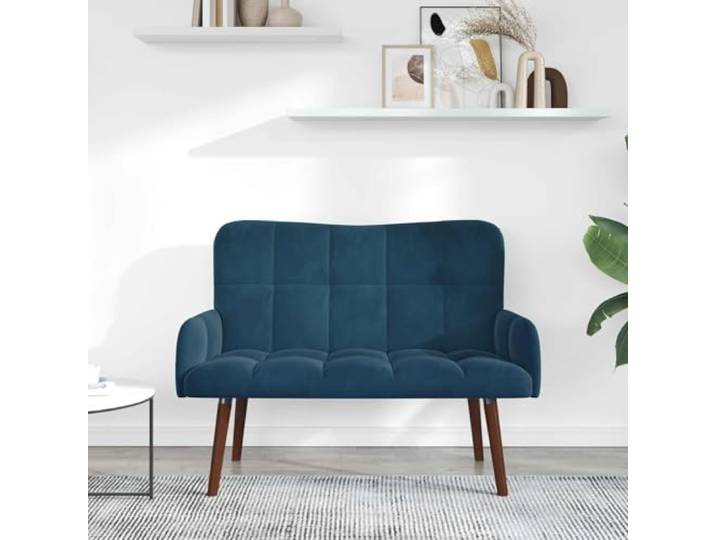 KTHLBRH 2-Sitzer-Sofa, Blau, Samt, 115 cm Holzbeine, fertige Rückenlehne, modernes Design, einfache Montage, Verwendung im Innenbereich